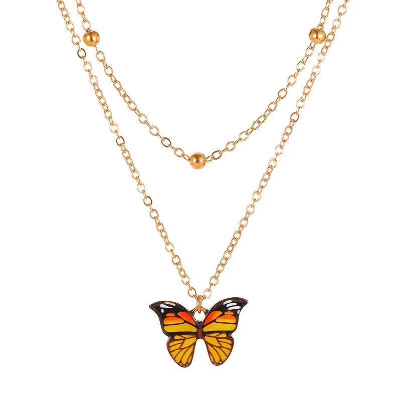 Multilayer Pendant Butterfly Necklace